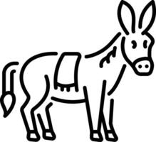 A linear style icon of a donkey vector