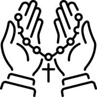 Praying hands icon in an outline style vector