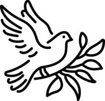 Peace dove flying, a linear style icon vector