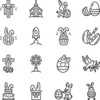 Set of Linear Style Easter Fun Icons vector