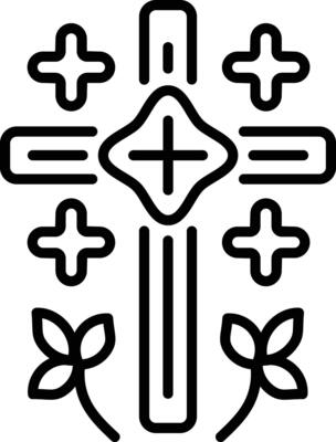 Line style icon of an easter cross sign
