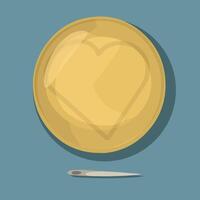 Korean dalgona game with heart-shaped challenge. vector