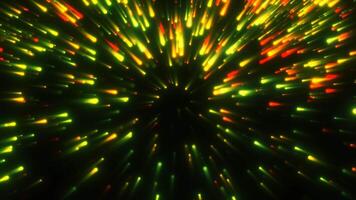 Abstract background with green and red light streaks converging to a center point, creating a futuristic tunnel effect background video
