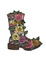 A pink boot with flowers on it png