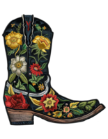 A cowboy boot with flowers and leaves on it png