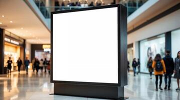 Urban mall billboard mockup with blank advertising screen photo