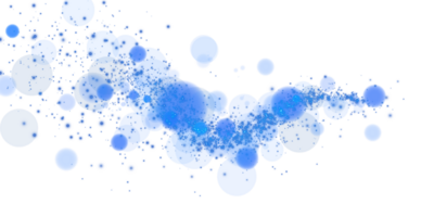 A mesmerizing blue bokeh effect featuring glowing orbs and soft sparkles on a transparent background. png