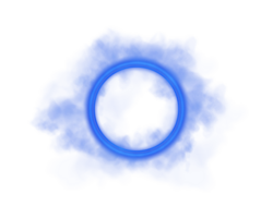 A striking Blue Smoke Ring elegantly displayed on a Transparent Background, creating an artistic visual effect png