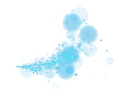 A mesmerizing soft blue bokeh effect featuring glowing orbs and sparkles set against a transparent background png