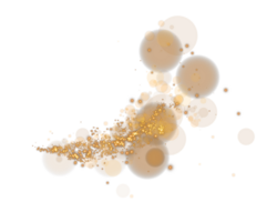 Explore the mesmerizing Golden Bokeh Effect with glowing orbs and soft sparkles on a clear transparent background png