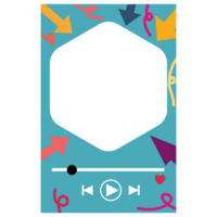 a colorful frame with arrows and a play button png
