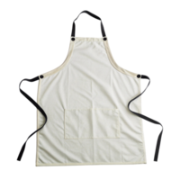 Blank cream apron with pockets and black straps. Perfect for customization. png