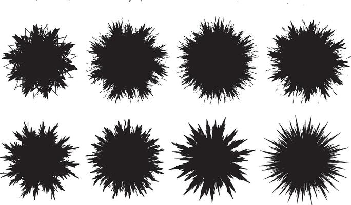 Abstract floral shapes arranged in radial ink blot composition