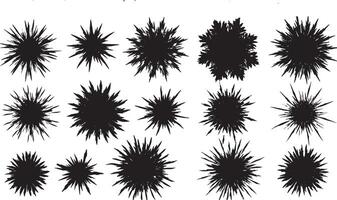 Isolated black abstract floral shapes with symmetrical burst layout vector