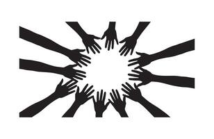 Collaborative Hands in Round Formation Silhouette for Volunteer Graphics vector