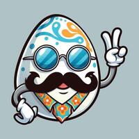 an egg with sunglasses and a mustache vector