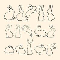Minimalist Bunny Line Art Collection vector