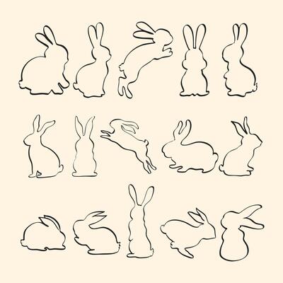 Minimalist Bunny Line Art Collection