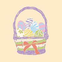 Pastel Easter Basket with Decorative Eggs vector