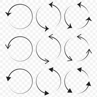 round, circle arrow icon set. editable stroke rotate vector