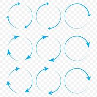 Set of circle arrows isolated on white background. Rotate arrow and spinning loading symbol. vector