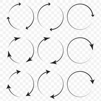 Circle arrow icon set. Symbol of reload, refresh, loading, recycle and repeat. vector