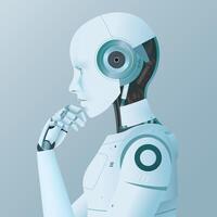 Ai robot thinking, Concept of artificial intelligence, Future cybernetic technology concept vector