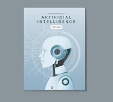 Ai Humanoid Poster brochure cover banner presentation layout template, Technology digital futuristic, Cyber future tech. vector
