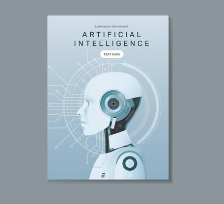 Ai Humanoid Poster brochure cover banner presentation layout template, Technology digital futuristic, Cyber future tech.
