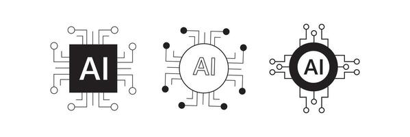 Artificial intelligence AI processor chip icon symbol. vector