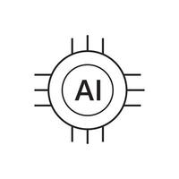AI Processor icon. Artificial intelligence AI processor chip icon for websites and mobile Minimalistic Mini CPU Icon Flat Style. vector