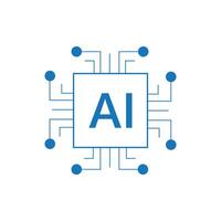 Blue AI Processor circuit set. Mini AI CPU icon collection vector