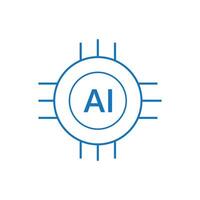 Blue AI Processor icon. Artificial intelligence AI processor chip icon for websites and mobile Minimalistic Mini CPU Icon Flat Style. vector