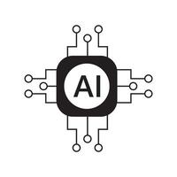 AI Generate logo, Artificial Intelligence Black and White icon modern minimal design vector