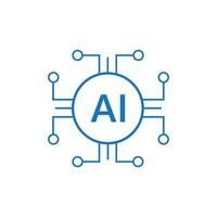 Single AI Processor icon. Artificial intelligence AI processor chip icon for websites and mobile Minimalistic Mini CPU Icon Flat Style. vector