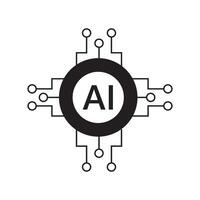 Black AI Processor circuit set. Mini AI CPU icon collection vector