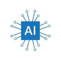 Artificial intelligence AI processor chip icon. vector