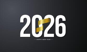 2026 Happy New Year Template Design on Black Background. vector