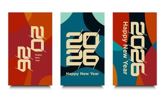 Set of 2026 Happy New Year Template Design. vector