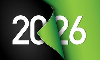 2026 Happy New Year Background Design with the concept of paper and behind it there is green paper vector