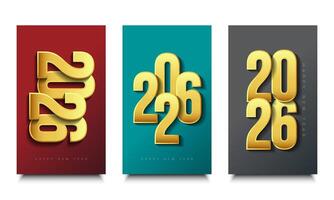 Set of Golden 2026 Happy New Year Background Design. vector