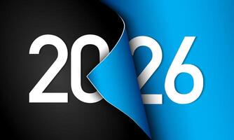2026 Happy New Year Background Design with the concept of paper and behind it there is blue paper vector