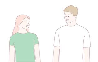 A Friendly and Casual Conversation between Two Young Adults, Expressing Their Feelings and Joys vector
