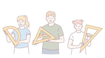 Students Actively Engaged in Learning Geometry Using Rulers and Protractors in Classrooms vector