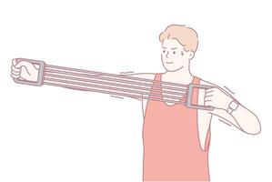 Engaging in Resistance Band Exercise to Enhance Arm Strength and Flexibility for All vector
