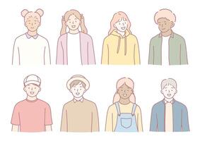 Diverse and Unique Animated Characters Designed in Soft Pastel Colors for Everyone vector