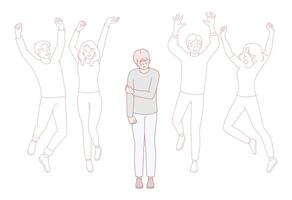 Contrasting Emotions The Themes of Joy and Isolation Illustrated Through Artful Expression vector