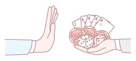 Say No to Gambling An EyeOpening Illustration Demonstrating the Power of Refusal vector