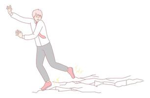 An Illustration Depicting a Person Slipping on Ice in a Dynamic and ActionPacked Scene vector