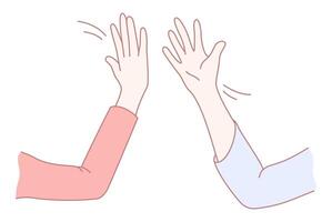 An illustration displaying hands engaging in a highfive, symbolizing celebration and connection vector